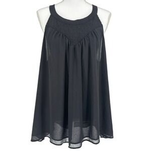 Torrid Black Flowy Chiffon Smocked Neck Sleeveless Blouse Plus Size 2X